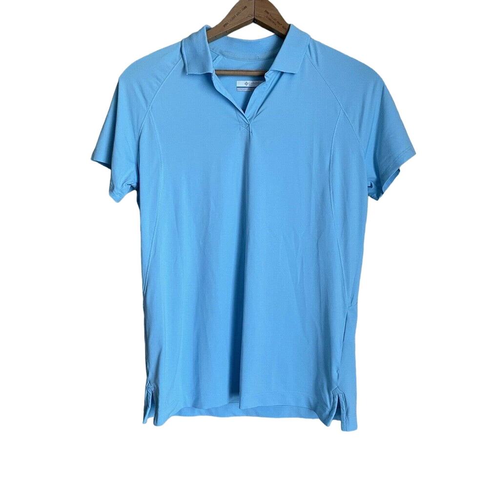 Columbia Men's Blue Omni-Freeze PFG Short Sleeve Polo Shirt - Size Small - Fish
